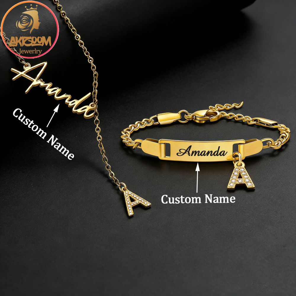 Men Fashion Kids - Akizoom Custom Name Zircon Letter Necklace