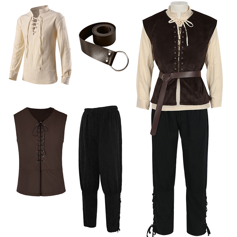 Mens Fashion Vest - 4 Pcs Men's Halloween Renaissance Costume