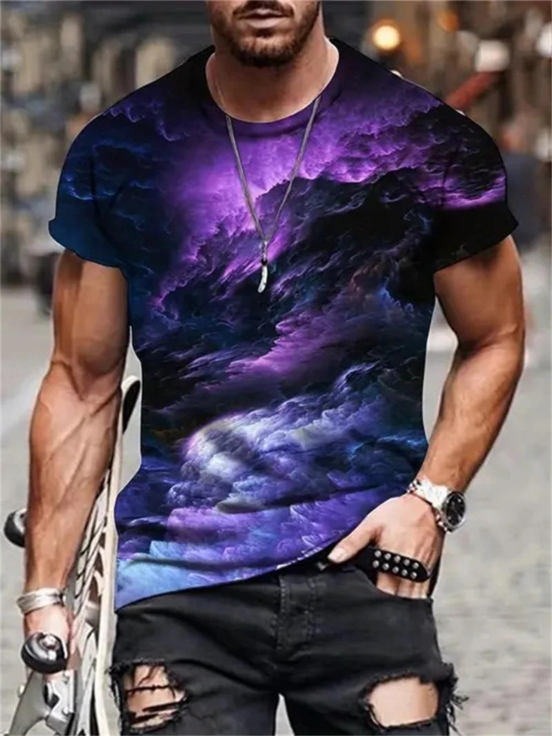 Men'S Fashion Night Out - Men's Purple Galaxy Nebula Print T