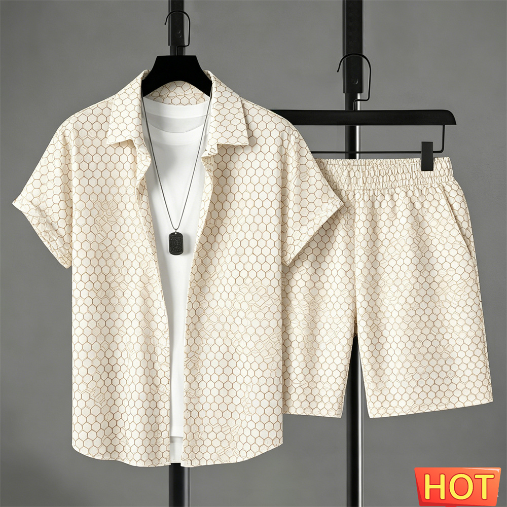 Men'S Fashion Designer - Summer Outfits Man Shirt Set Gradient