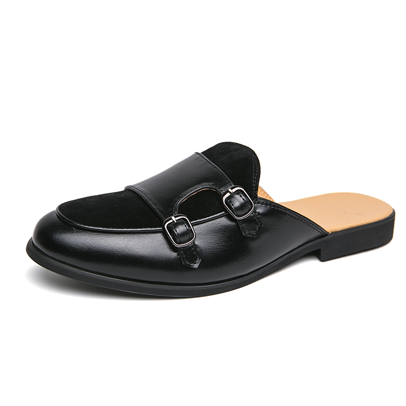 Mens Fashion Zapatos - Fashion Black Green Monk Strap Half