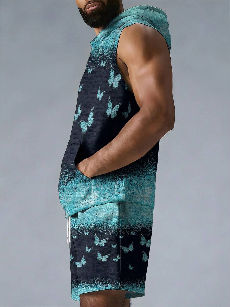 Mens Fashion Vest - Men's Hooded Vest And Beach Shorts