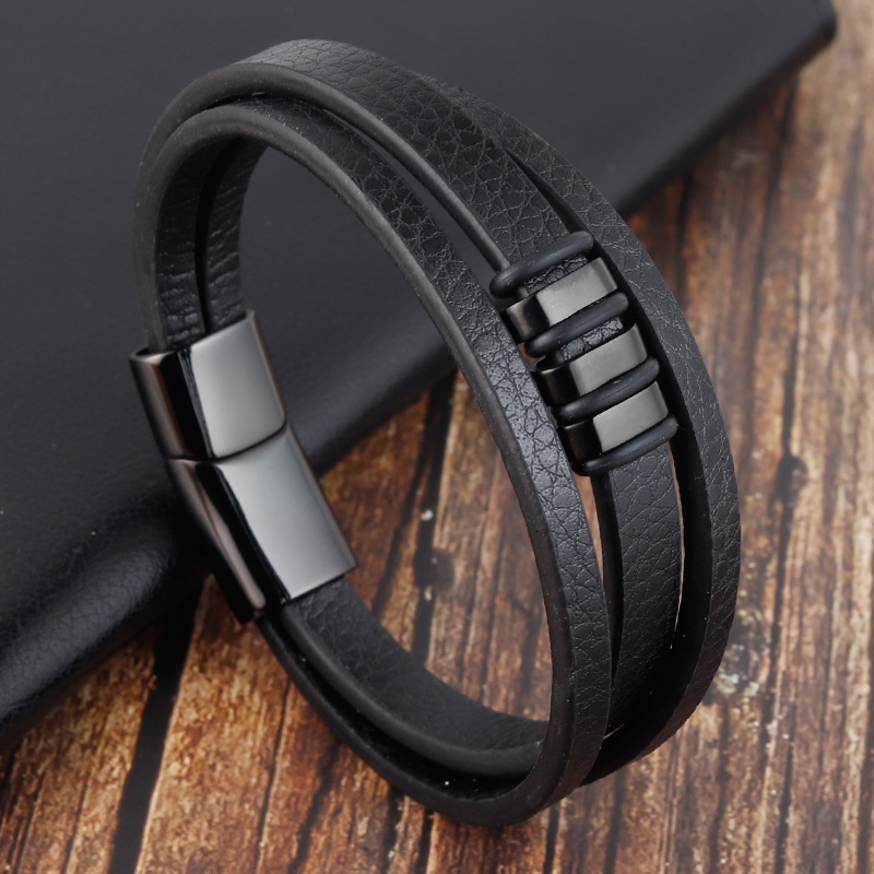 Mens Fashion Combination - Fashion Unisex Multi-layer Woven Leather And