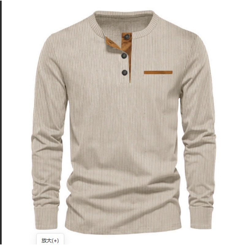 Men'S Fashion Designer - Men's Corduroy Henley Neck Long Sleeve