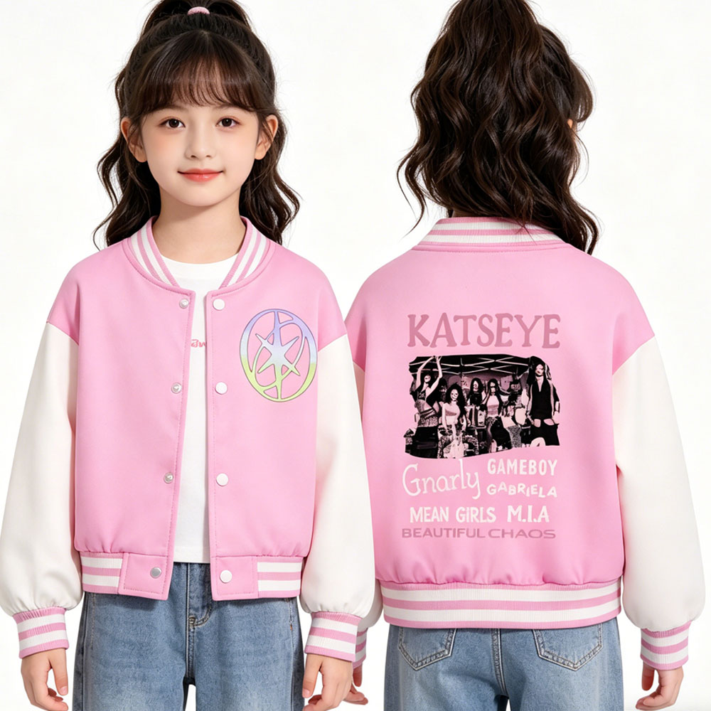 KATSEYE Printing Kids Short Ba - Varsity Jacket Letterman review and price