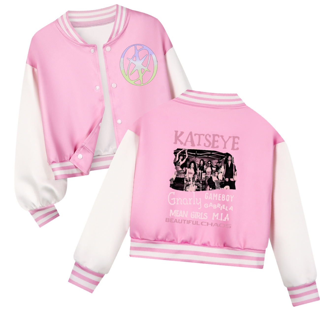 KATSEYE Printing Kids Short Ba - Varsity Jacket Letterman review and price