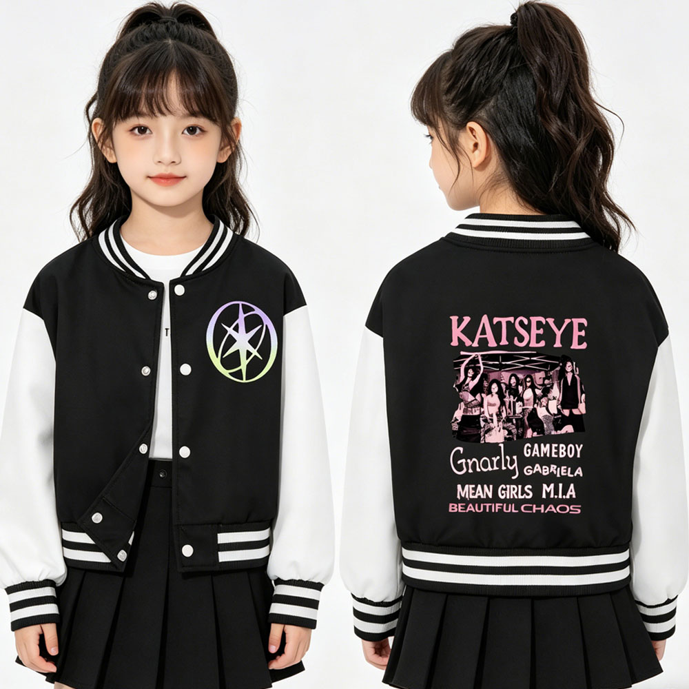 KATSEYE Printing Kids Short Ba - Varsity Jacket Letterman review and price