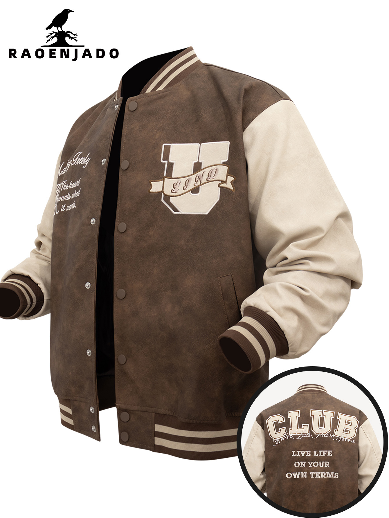 Men's PU Faux Leather Jacket V - Varsity Jacket Letterman review and price