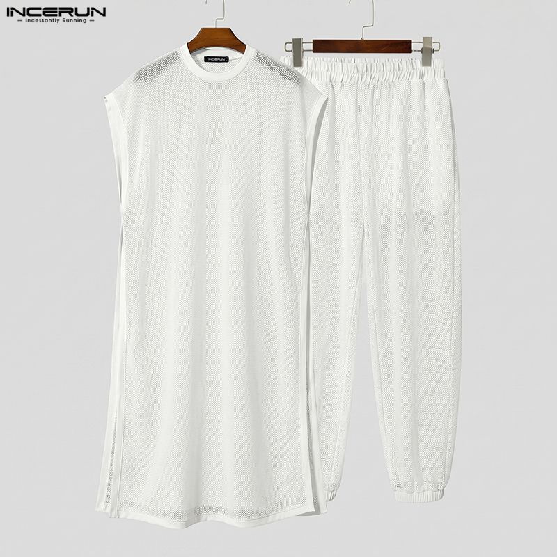 INCERUN Men Sets Mesh See Thro - Mens Fashion Vest review and price