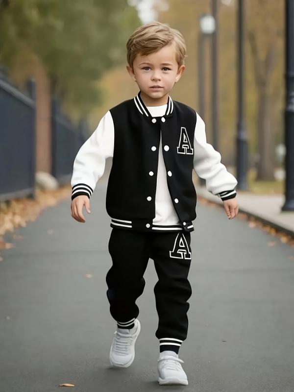 Boys' Black and White Letter 