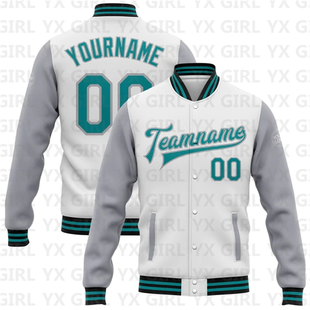 Custom White Teal Gray-Black B - Varsity Jacket Letterman review and price