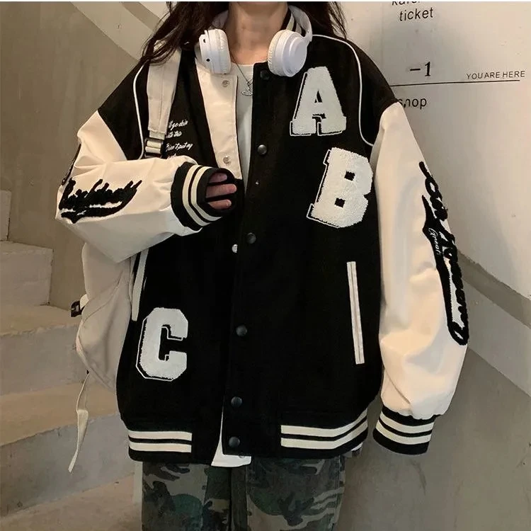 Y2k Lamb Wool Bomber Jacket Fe - Varsity Jacket Letterman review and price
