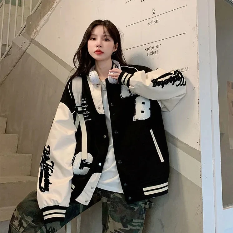 Y2k Lamb Wool Bomber Jacket Fe - Varsity Jacket Letterman review and price