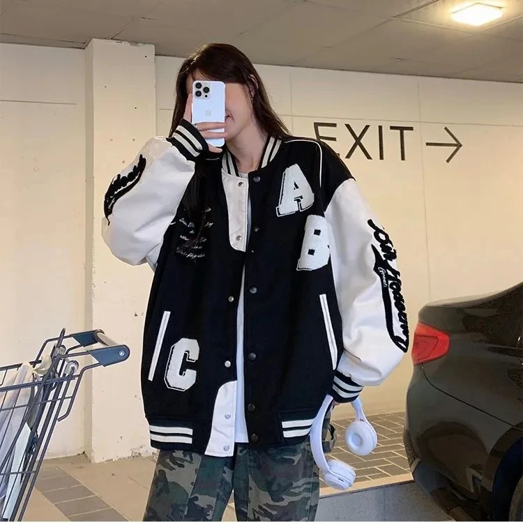 Y2k Lamb Wool Bomber Jacket Fe - Varsity Jacket Letterman review and price
