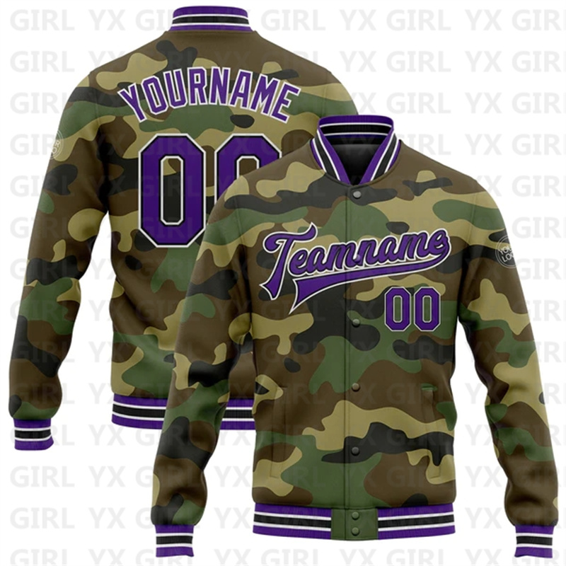 Custom Camo Purple-Gold Full-S - Varsity Jacket Letterman review and price