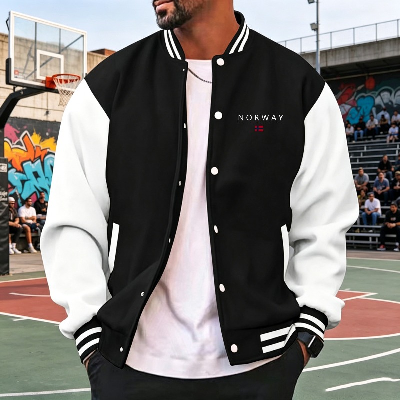 Men Wine Red White Color Block - Varsity Jacket Letterman review and price