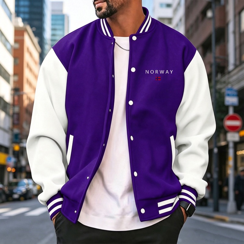 Men Wine Red White Color Block - Varsity Jacket Letterman review and price