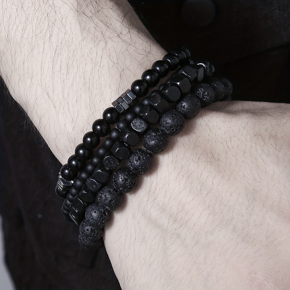 4Pcs/Set Black Gall Stone Volc - Mens Fashion Combination review and price